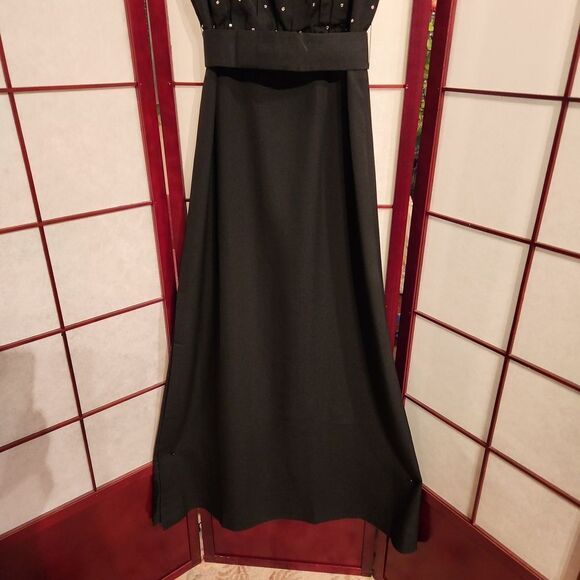 Lilli Diamond California Black Sleeveless Rhinestone Maxi Dress - Picture 3 of 7